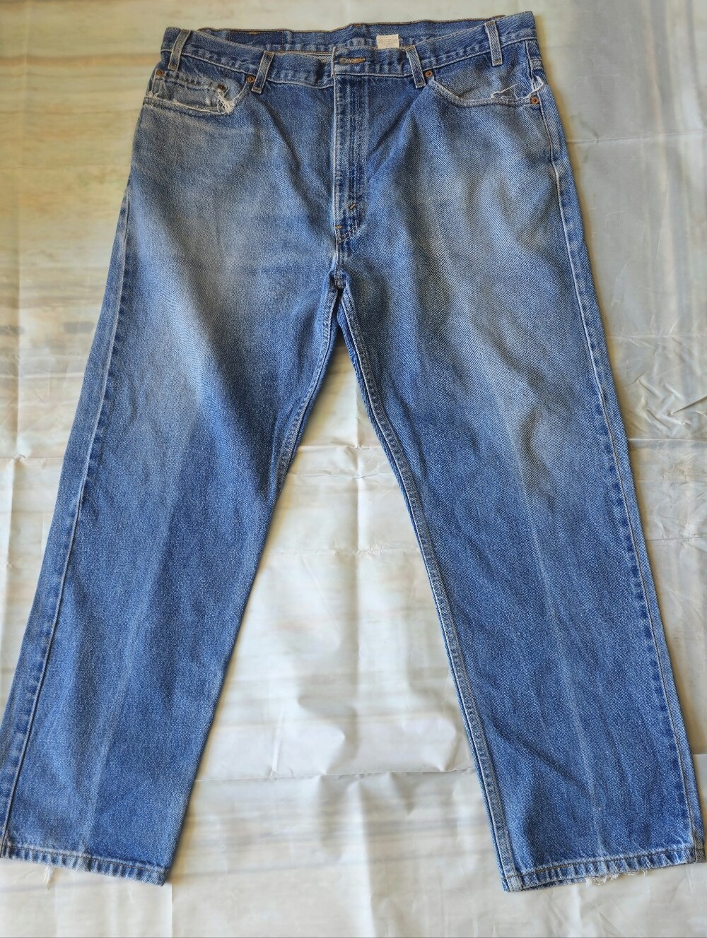 Vintage Levi's 505 Regular Fit Straight Leg Jeans 40x30 Made in USA Distressed